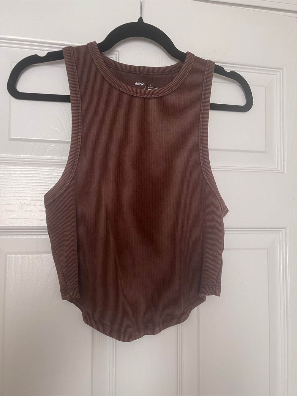 Aerie Ribbed Tank Top in Brown